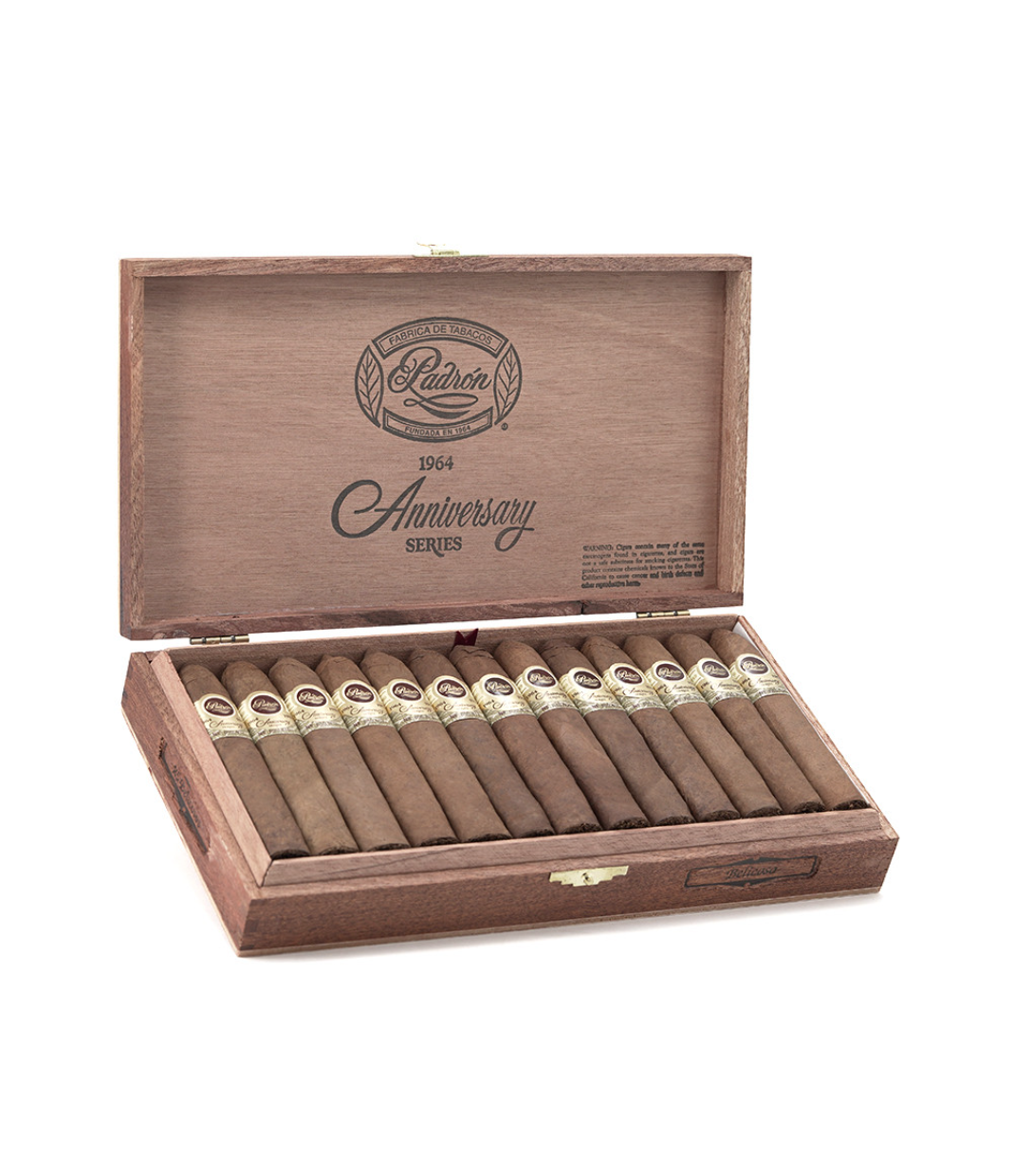 Padron 1964 Anniversary Belicoso Natural Cigar Box of 25 close-up from AuCigars, premium Cuban cigar