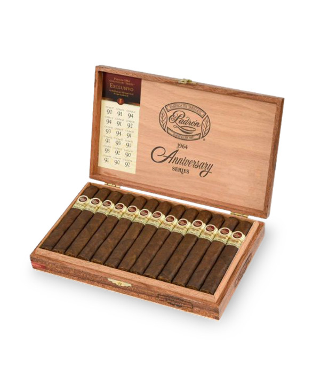 Padron 1964 Anniversary Exclusivo Maduro Cigar Box of 25 close-up from AuCigars, premium Cuban cigar