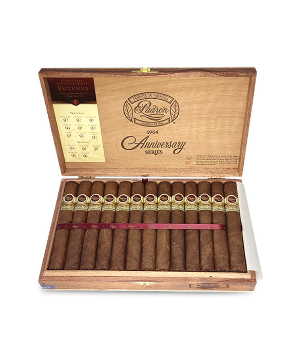 Padron 1964 Anniversary Exclusivo Cigar Box of 25 close-up from AuCigars, premium Cuban cigar