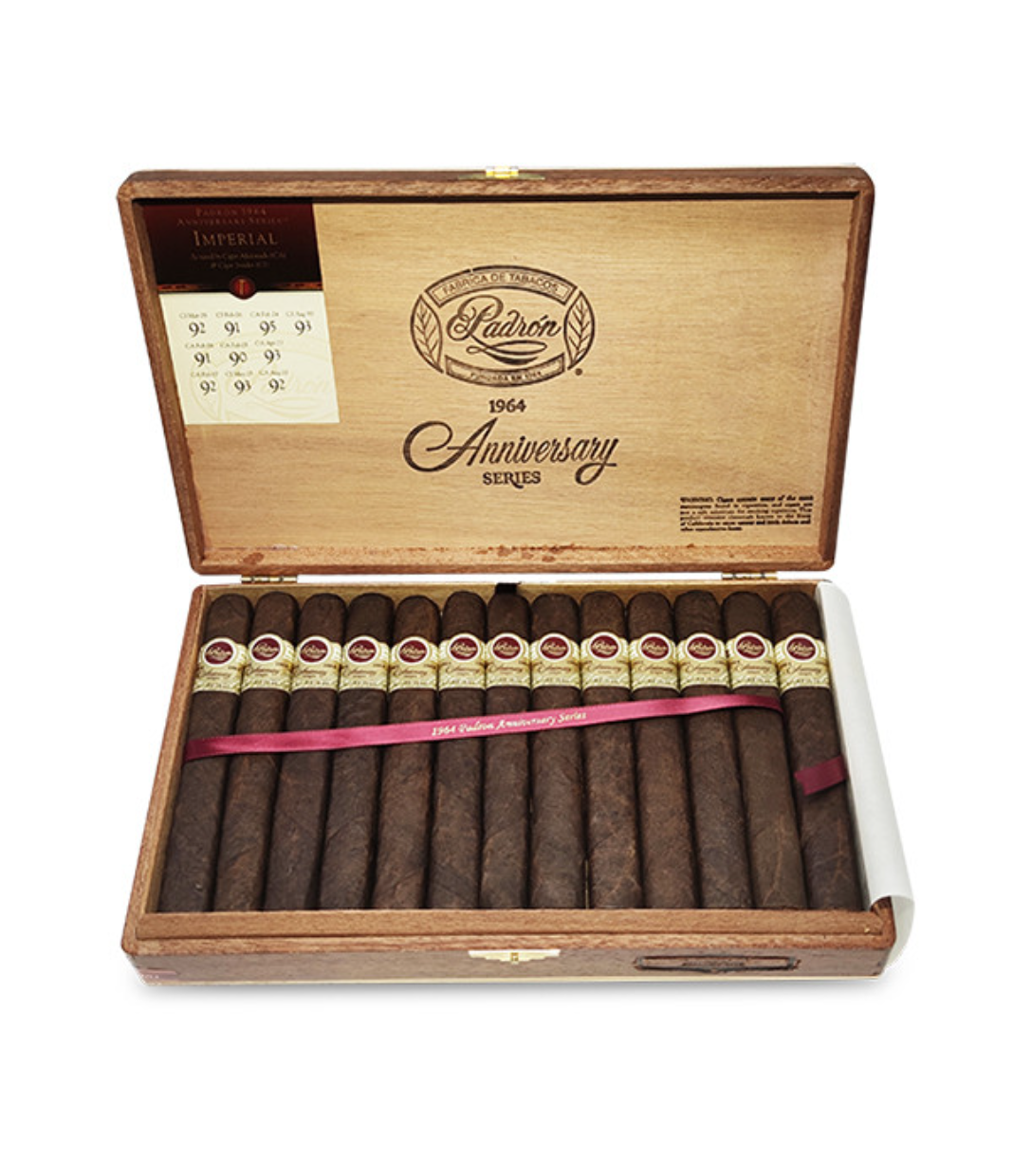 Padron 1964 Anniversary Series Imperial Maduro Cigar Box of 25 close-up from AuCigars, premium Cuban cigar