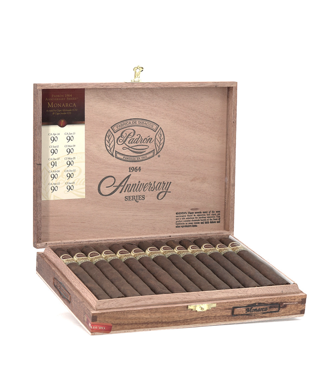 Padron 1964 Anniversary Series Monarca Maduro Cigar Box of 25 close-up from AuCigars, premium Cuban cigar