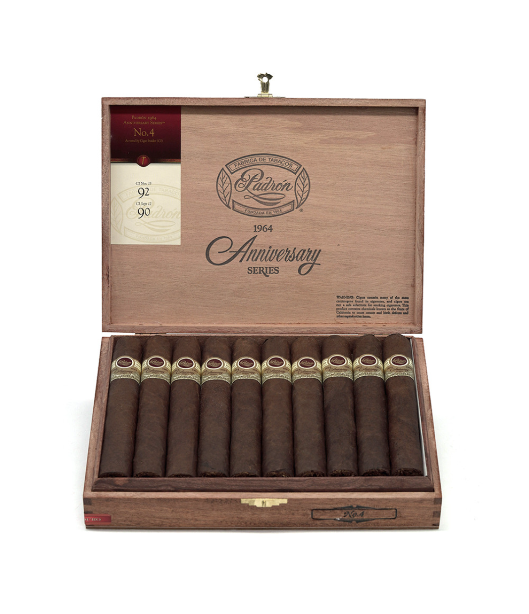 Padron 1964 Anniversary No. 4 Maduro Cigar Box View 2 from AuCigars, premium Cuban cigar
