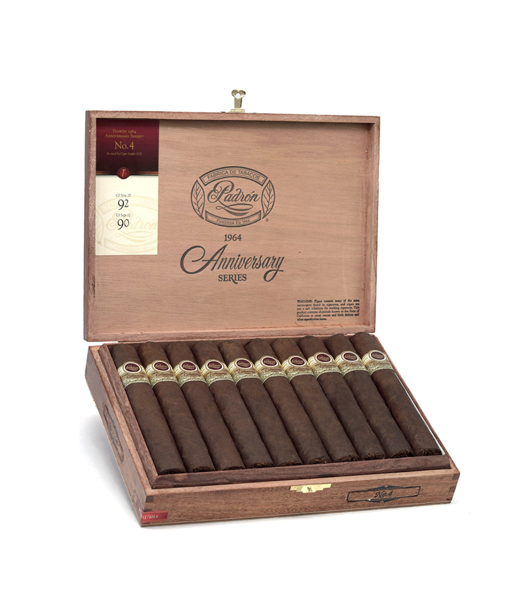 Padron 1964 Anniversary No. 4 Maduro Cigar Box of 20 close-up from AuCigars, premium Cuban cigar
