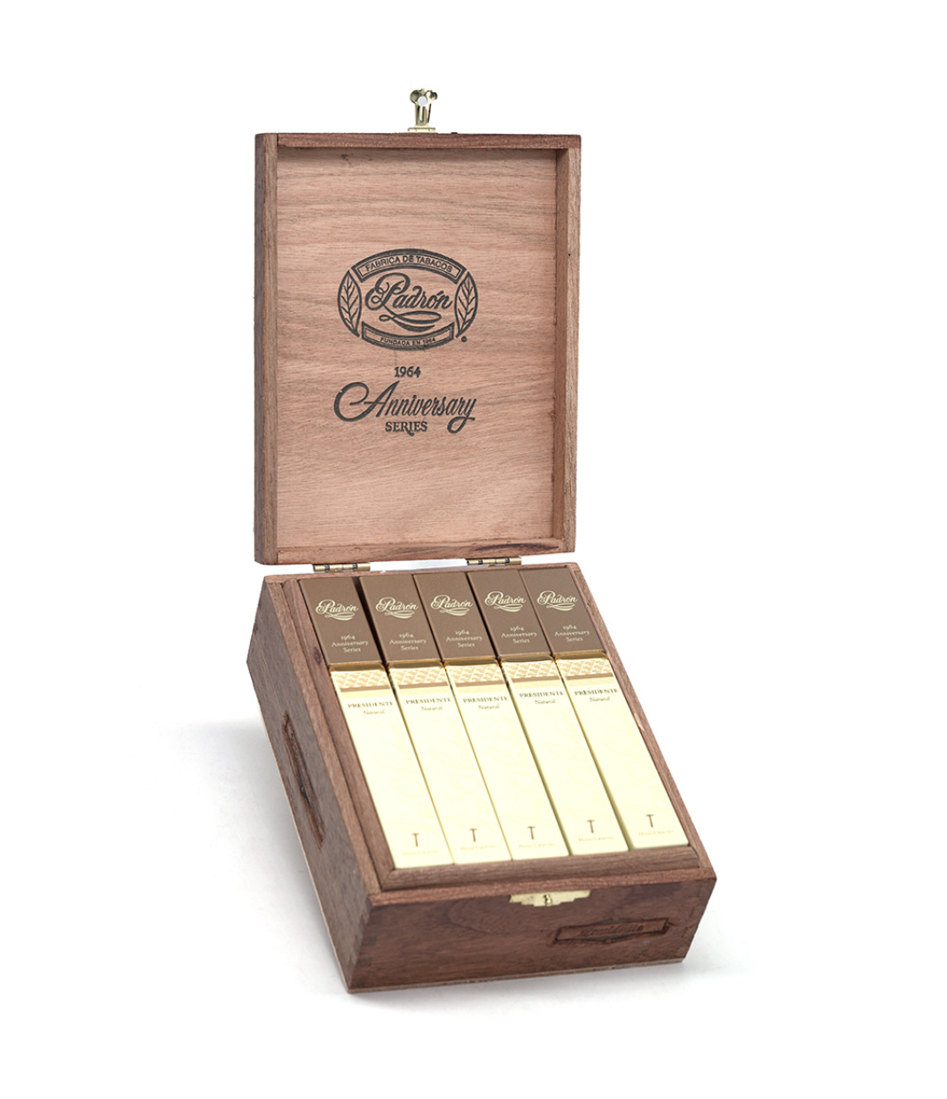 Padron 1964 Anniversary Series Presidente Tubo Cigar Box of 15 close-up from AuCigars, premium Cuban cigar