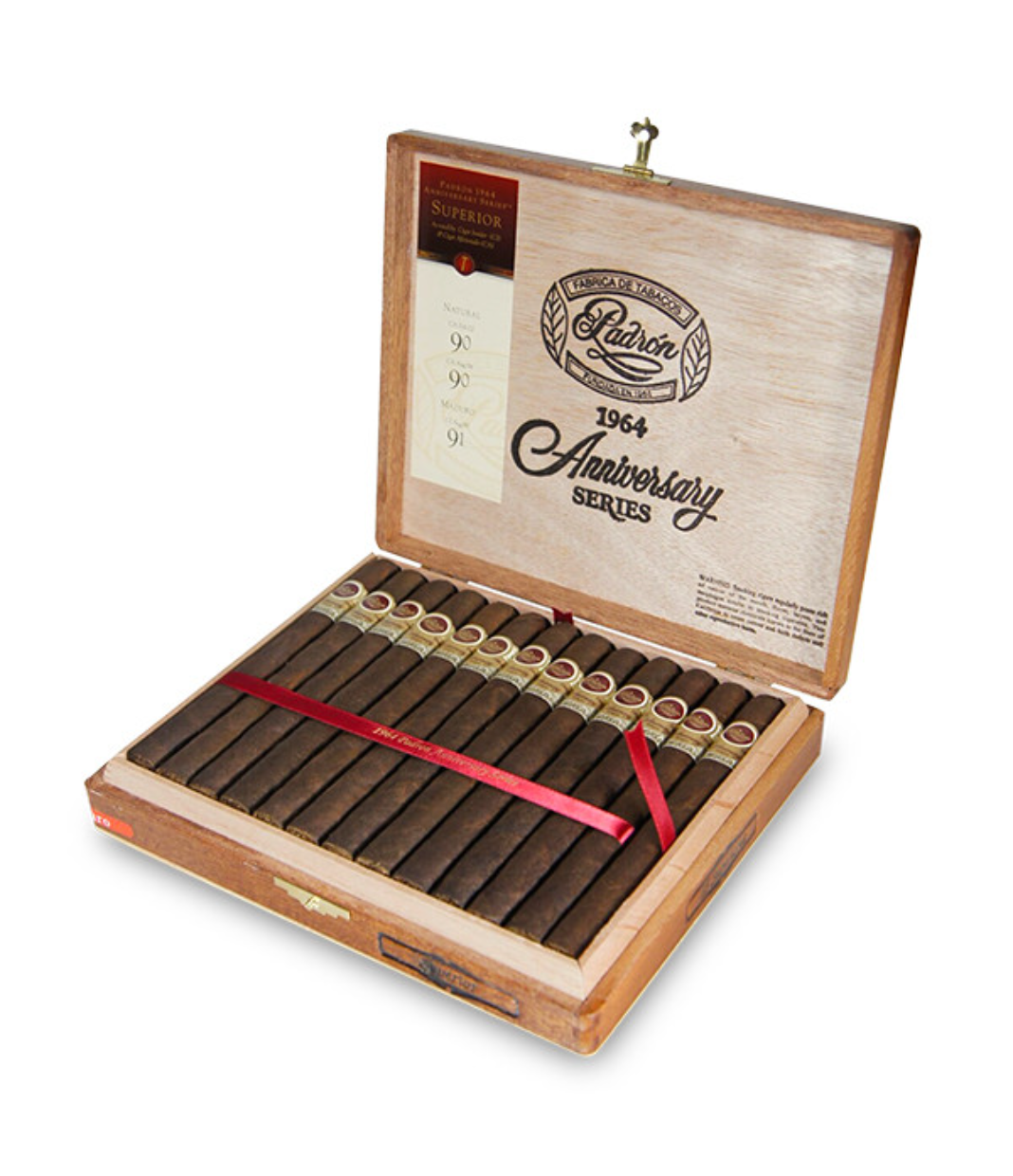 Padron 1964 Anniversary Superior Maduro Cigar Box of 25 close-up from AuCigars, premium Cuban cigar
