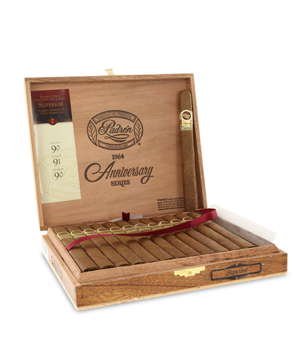 Padron 1964 Anniversary Superior Cigar Box of 25 close-up from AuCigars, premium Cuban cigar