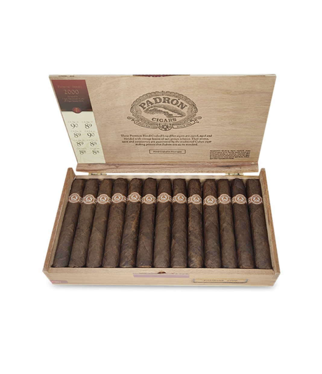 Padron 2000 Cigar Box of 26 close-up from AuCigars, premium Cuban cigar