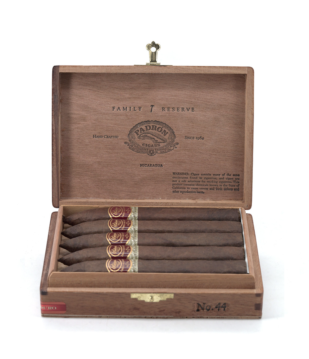 Padron Family Reserve No. 44 Maduro Cigar Box View 2 from AuCigars, premium Cuban cigar