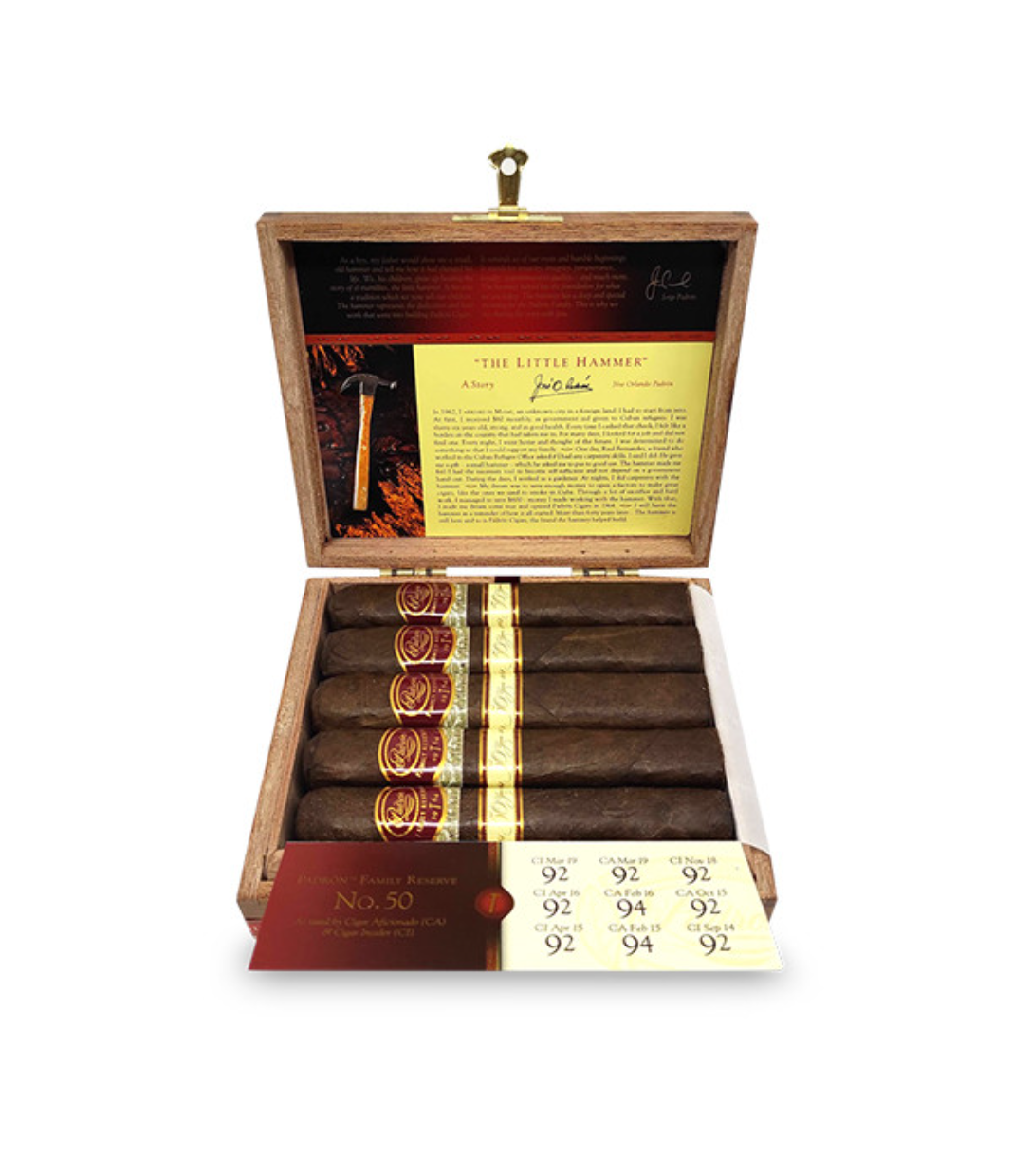 Padron Family Reserve No. 50 Maduro Cigar Box of 10 close-up from AuCigars, premium Cuban cigar