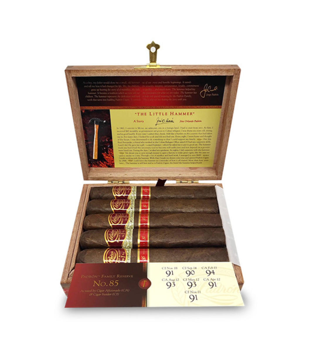 Padron Family Reserve No. 85 Maduro Cigar Box of 10 close-up from AuCigars, premium Cuban cigar