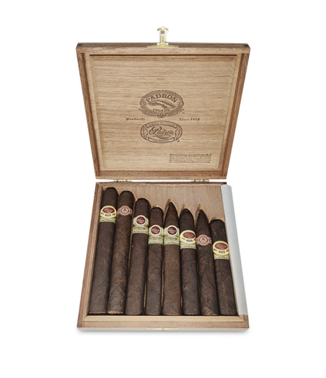 Padron Sampler Maduro Cigar Box of 8 close-up from AuCigars, premium Cuban cigar