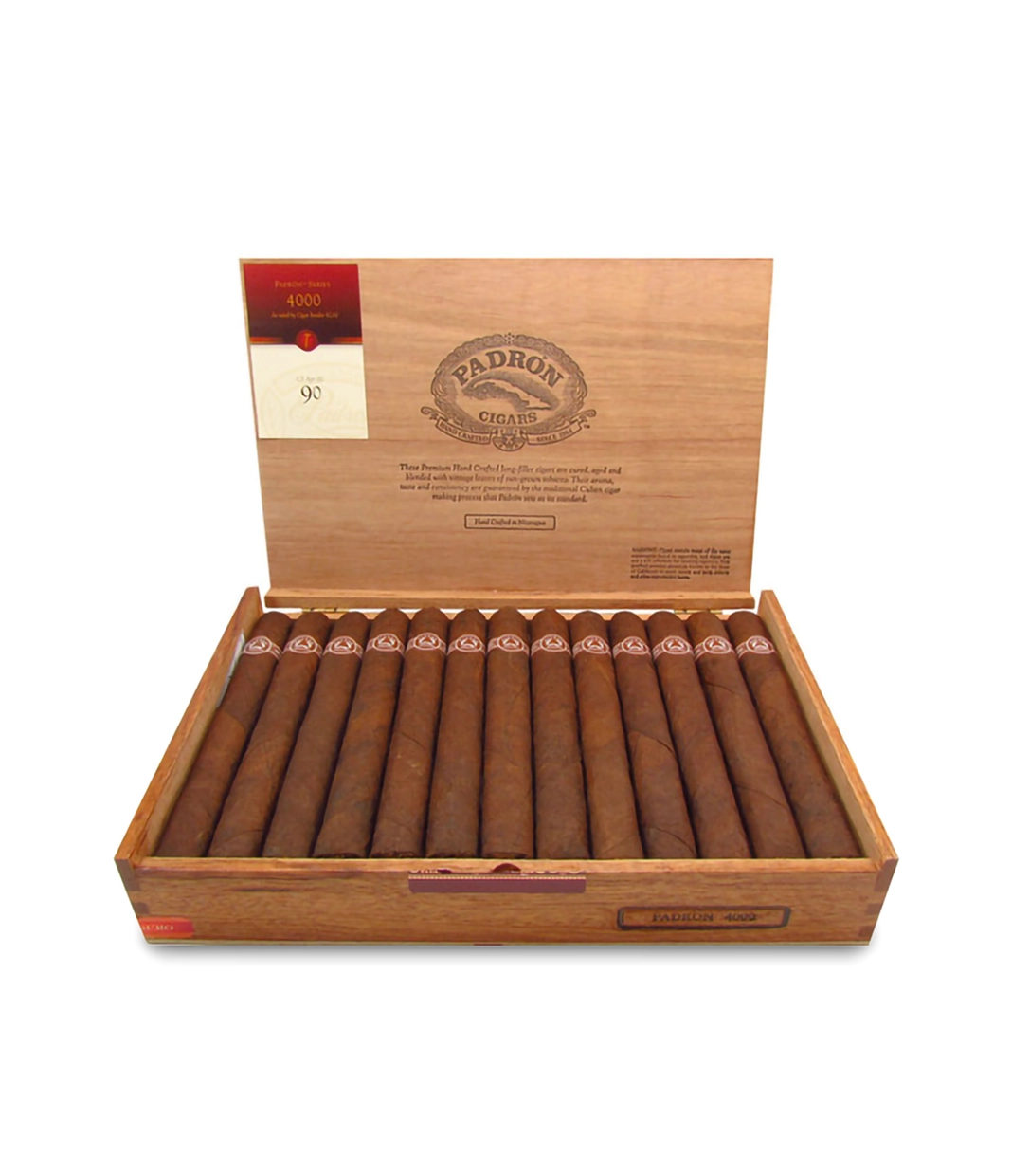 Padron Series 4000 Maduro Cigar Box of 26 close-up from AuCigars, premium Cuban cigar