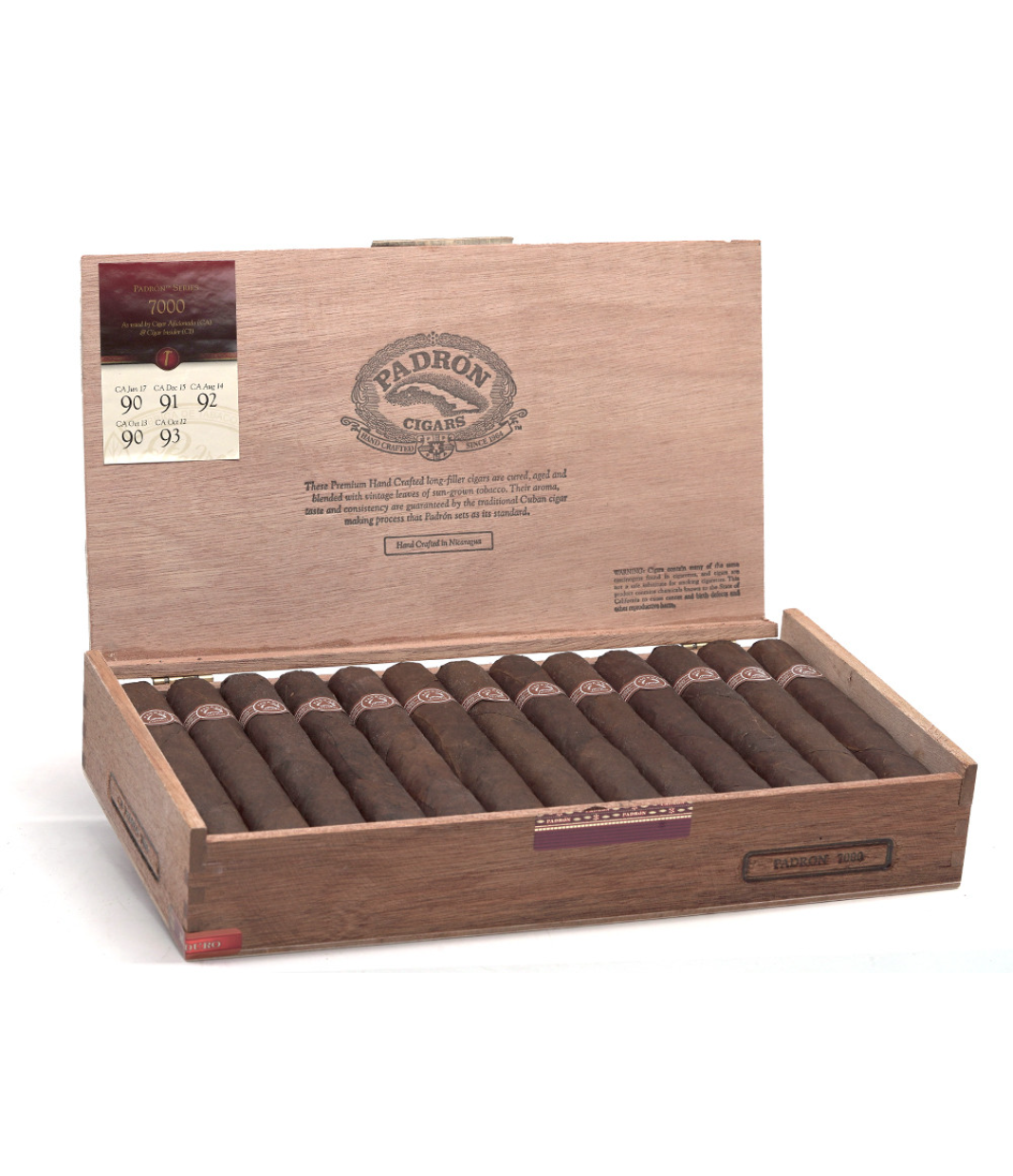 Padron Series 7000 Maduro Cigar Box of 26 close-up from AuCigars, premium Cuban cigar