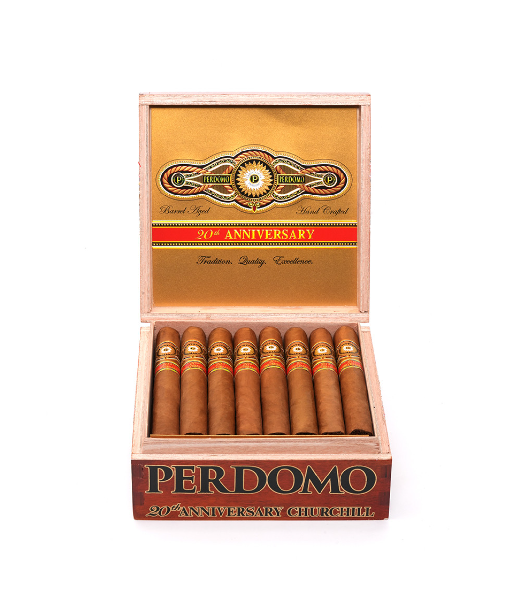 Perdomo 20th Anniversary Connecticut Churchill Cigar Box View 2 from AuCigars, premium Cuban cigar