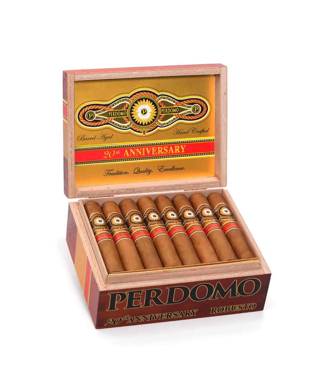 Perdomo 20th Anniversary Connecticut Robusto R556 Cigar Box View 2 from AuCigars, premium Cuban cigar