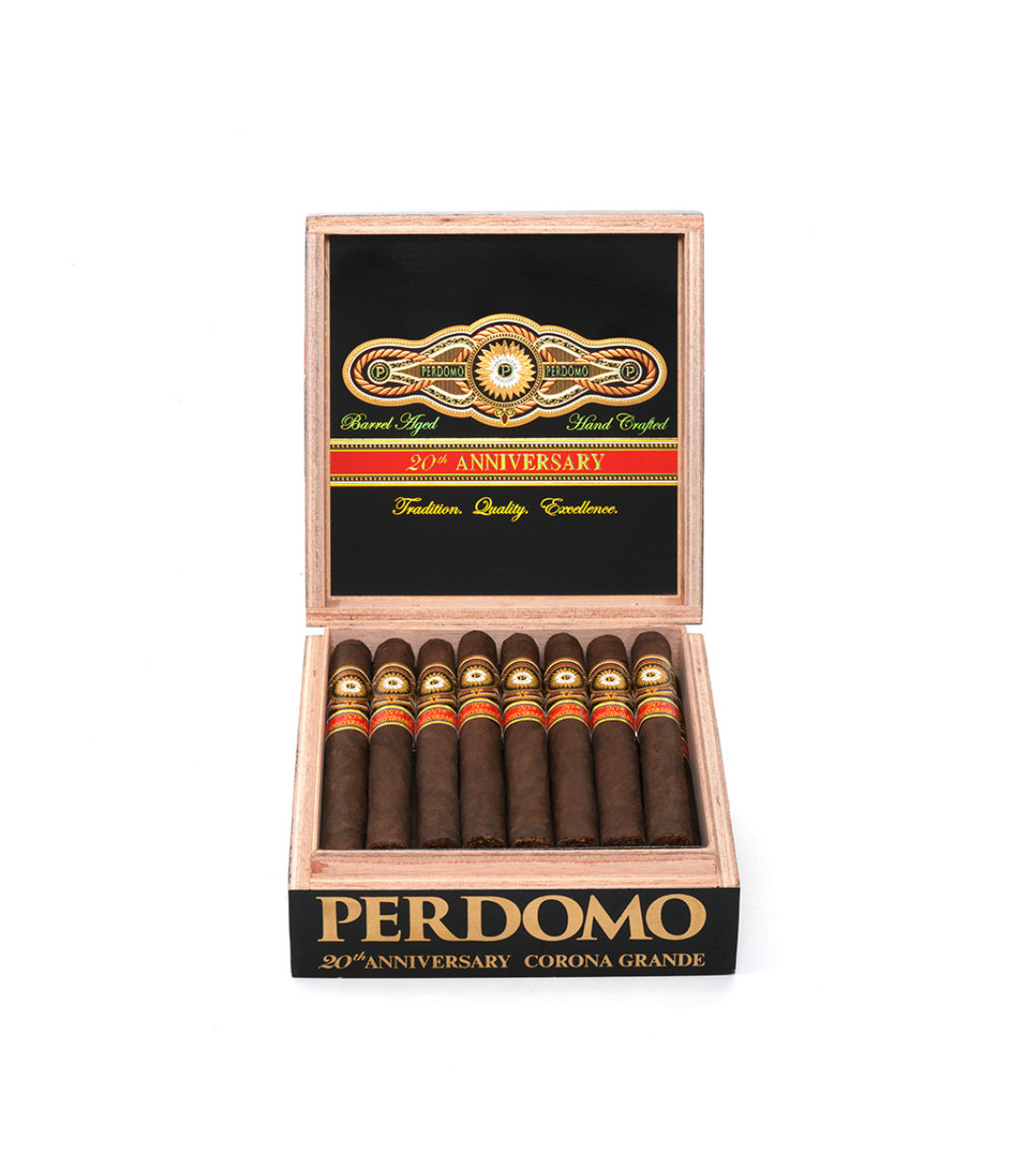 Perdomo 20th Anniversary Maduro CG6548 Cigar Box of 24 close-up from AuCigars, premium Cuban cigar