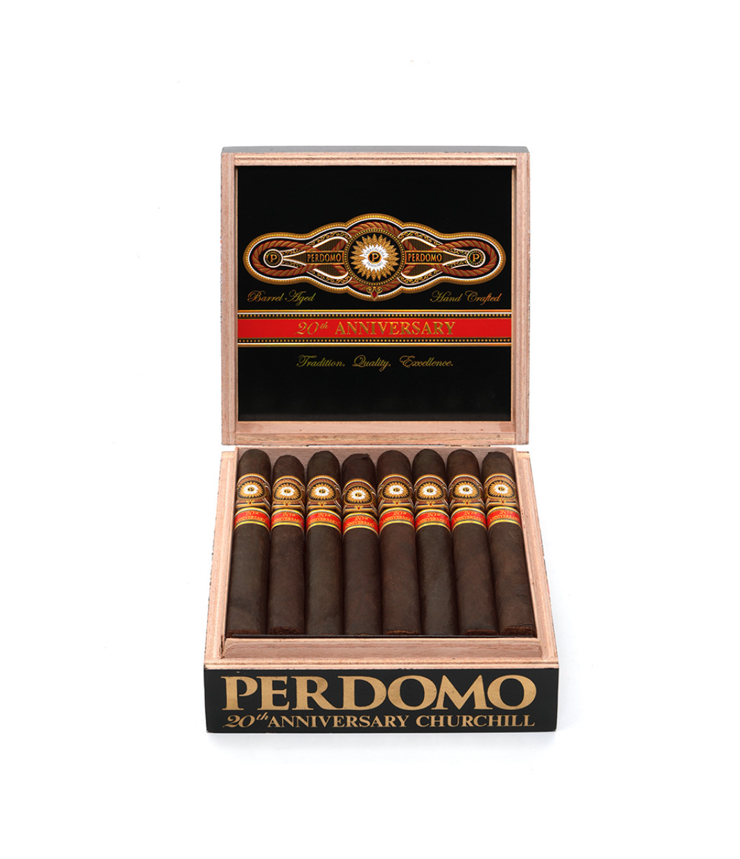 Perdomo 20th Anniversary Maduro Churchill Cigar Box View 2 from AuCigars, premium Cuban cigar