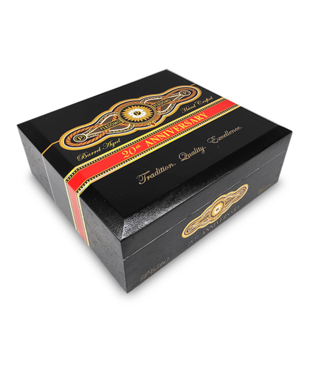 Perdomo 20th Anniversary Maduro Pyramid Cigar Box View 2 from AuCigars, premium Cuban cigar