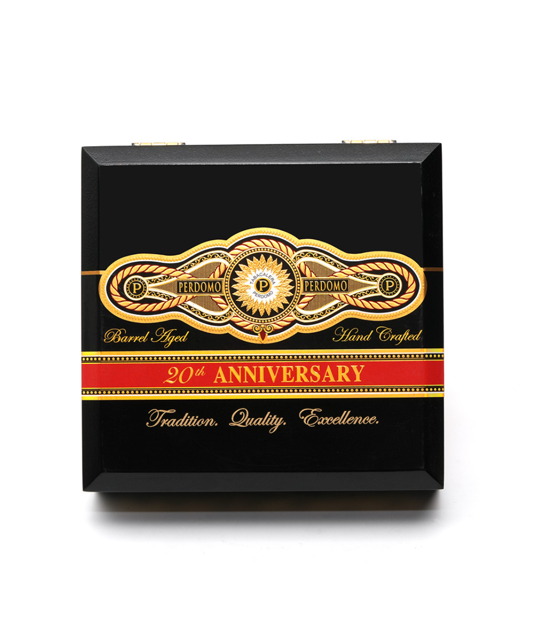 Perdomo 20th Anniversary Maduro Torpedo T6554 Cigar Box View 4 from AuCigars, premium Cuban cigar