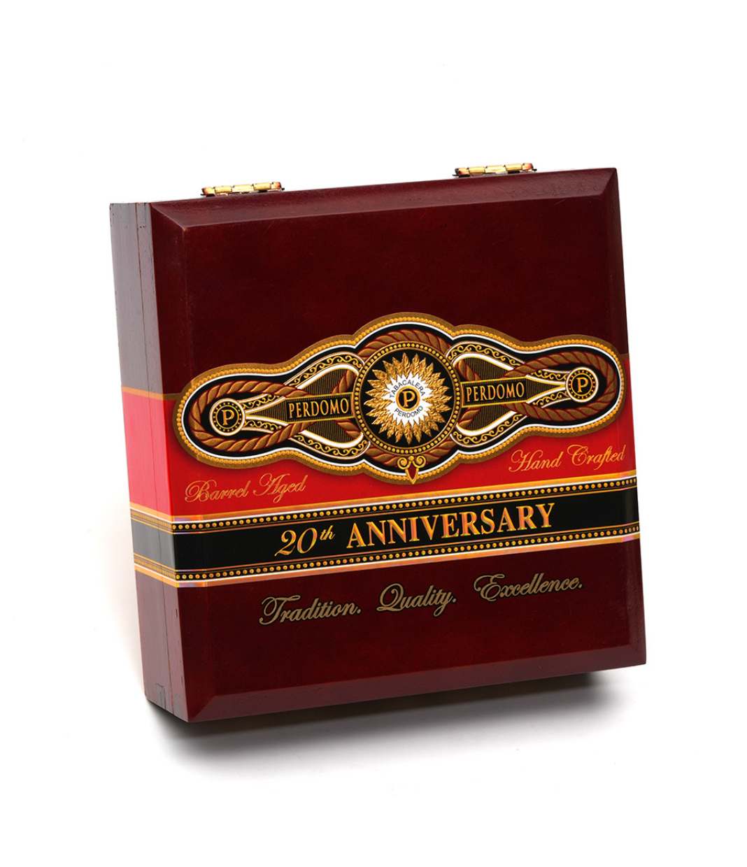 Perdomo 20th Anniversary Sun Grown Corona Grande CG6548 Cigar Box View 3 from AuCigars, premium Cuban cigar