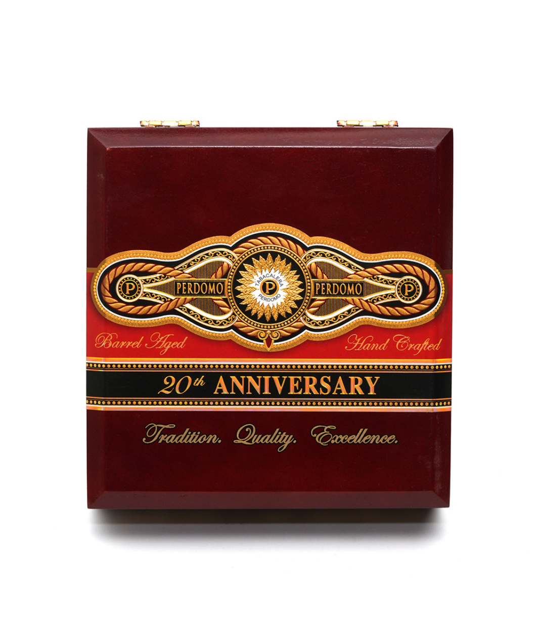 Perdomo 20th Anniversary Sun Grown Corona Grande CG6548 Cigar Box View 4 from AuCigars, premium Cuban cigar
