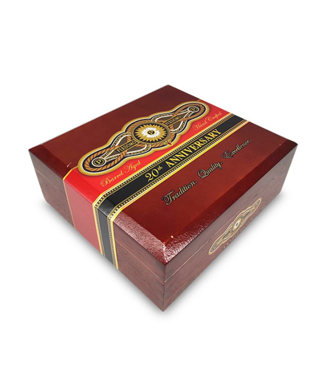 Perdomo 20th Anniversary Sun Grown Pyramid Cigar Box View 2 from AuCigars, premium Cuban cigar