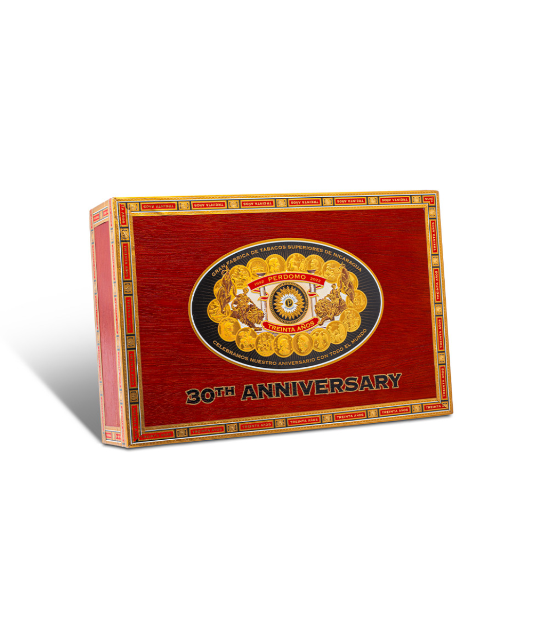 Perdomo 30th Anniversary Connecticut Box-Pressed Gordo Cigar Box View 3 from AuCigars, premium Cuban cigar