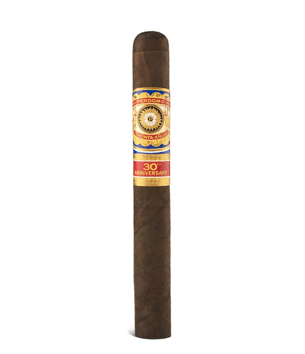 Perdomo 30th Anniversary Maduro Box-Pressed Churchill Cigar close-up from AuCigars, premium Cuban cigar