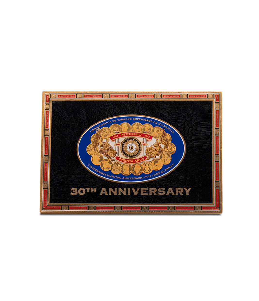 Perdomo 30th Anniversary Maduro Box-Pressed Gordo Cigar Box View 4 from AuCigars, premium Cuban cigar