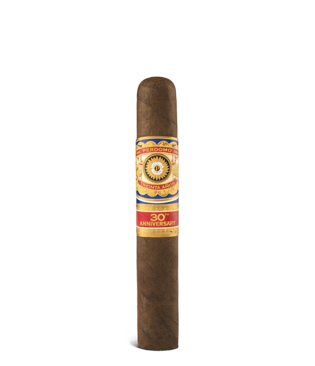 Perdomo 30th Anniversary Maduro Box-Pressed Gordo Cigar close-up from AuCigars, premium Cuban cigar