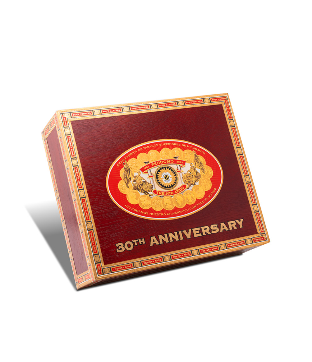 Perdomo 30th Anniversary Sun Grown Box-Pressed Churchill Cigar Box View 3 from AuCigars, premium Cuban cigar