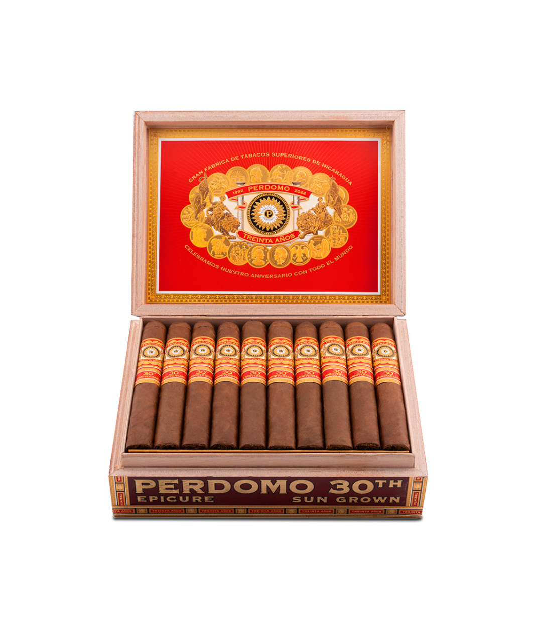 Perdomo 30th Anniversary Sun Grown Box-Pressed Epicure Cigar Box View 2 from AuCigars, premium Cuban cigar
