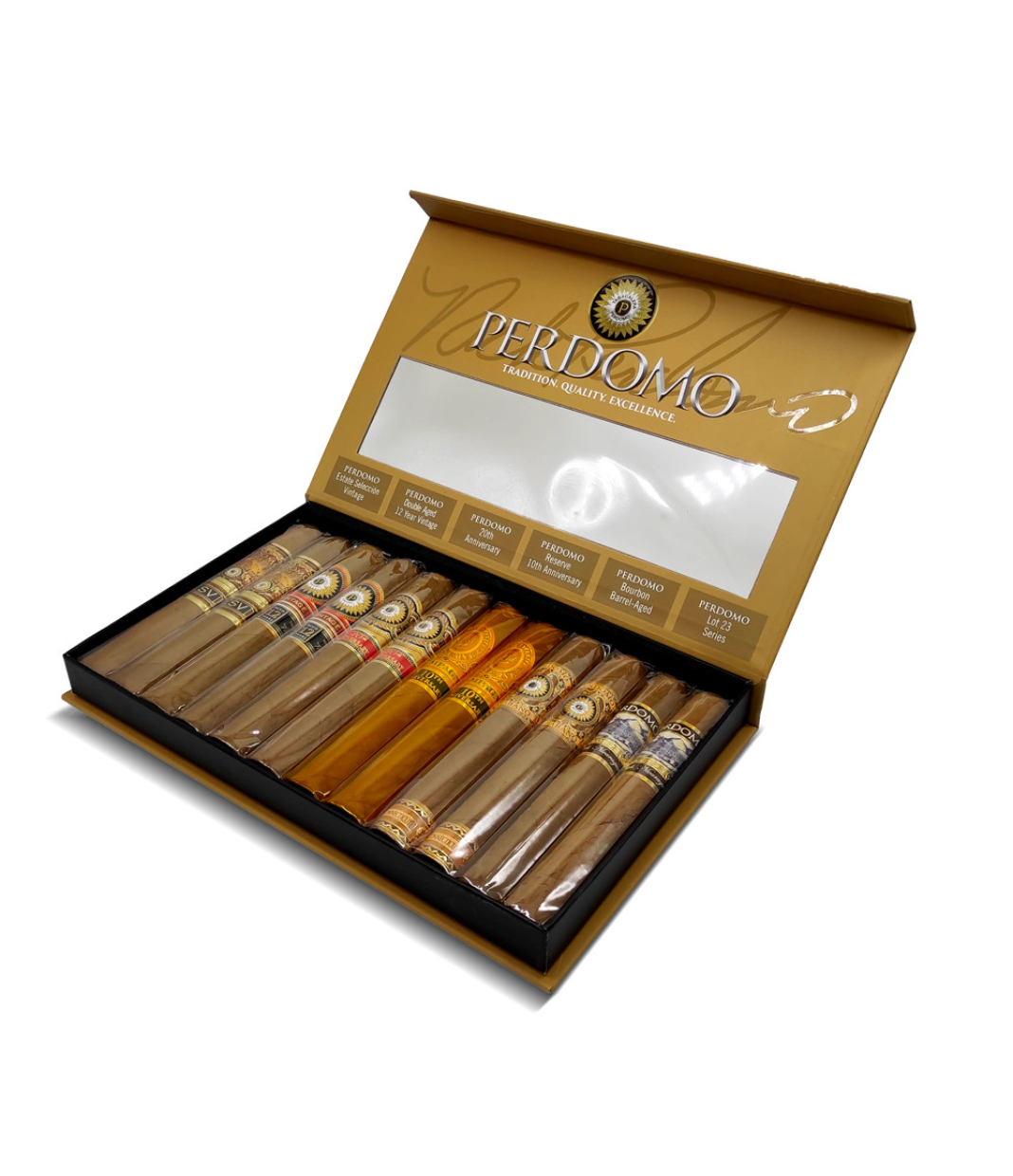 Perdomo Connoisseur Connecticut Collection Sampler Cigar Box View 2 from AuCigars, premium Cuban cigar