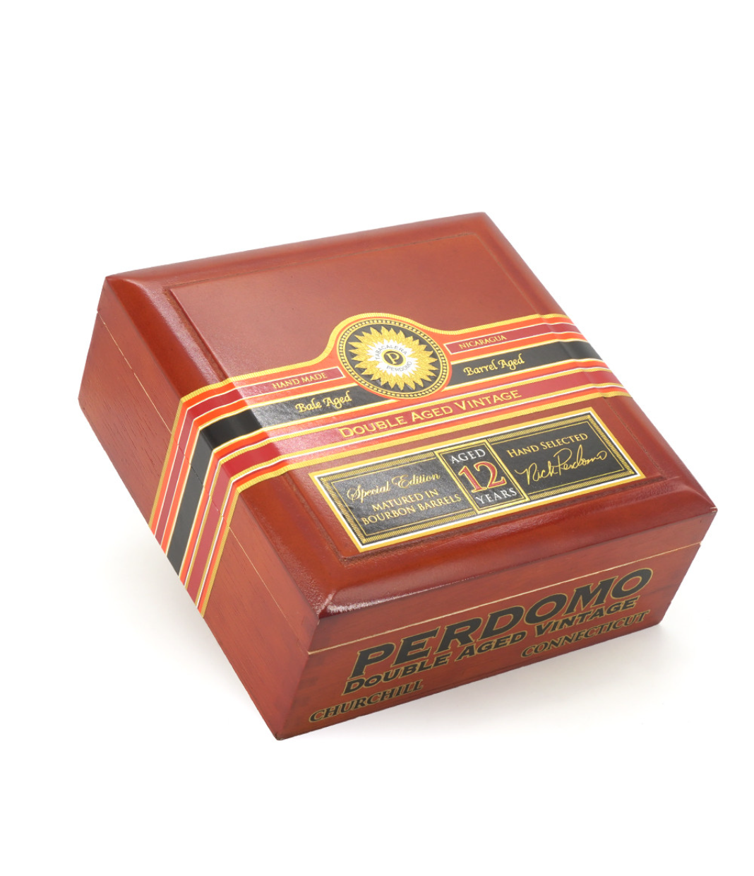 Perdomo Double Aged 12 Year Vintage Connecticut Churchill Cigar Box View 3 from AuCigars, premium Cuban cigar