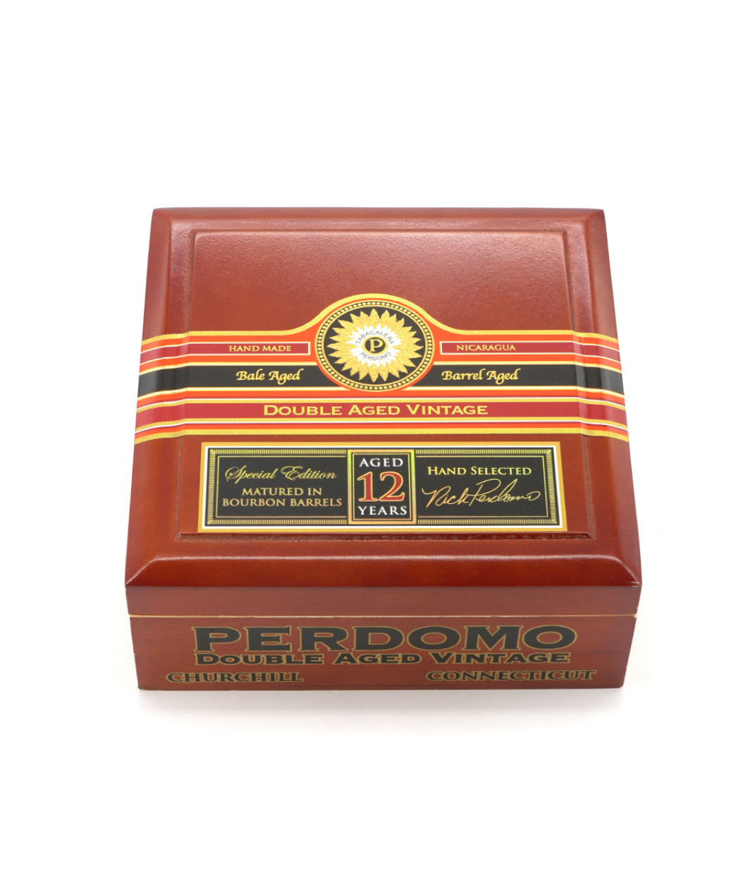 Perdomo Double Aged 12 Year Vintage Connecticut Churchill Cigar Box View 4 from AuCigars, premium Cuban cigar