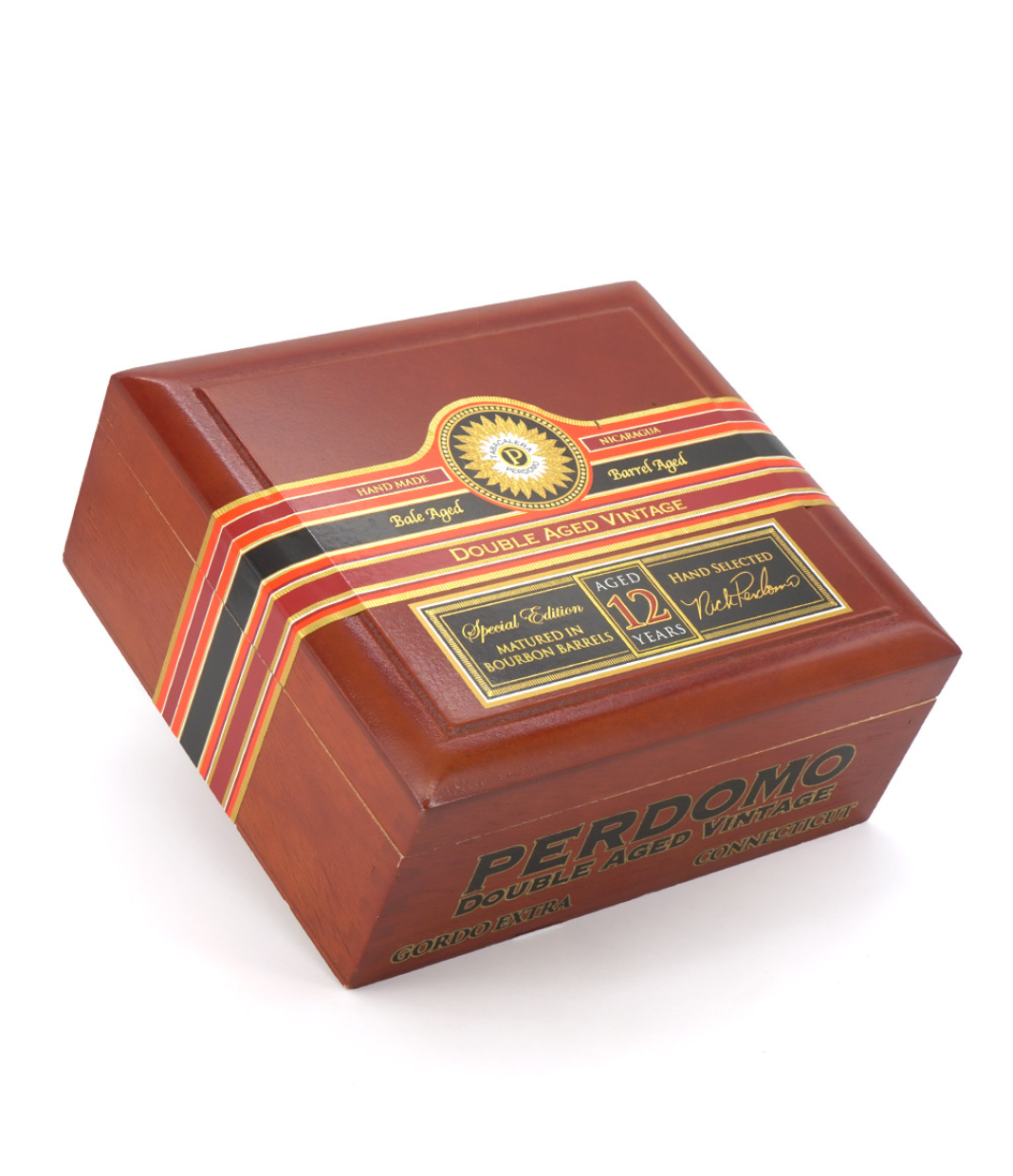 Perdomo Double Aged 12 Year Vintage Connecticut Gordo Extra Cigar Box View 3 from AuCigars, premium Cuban cigar