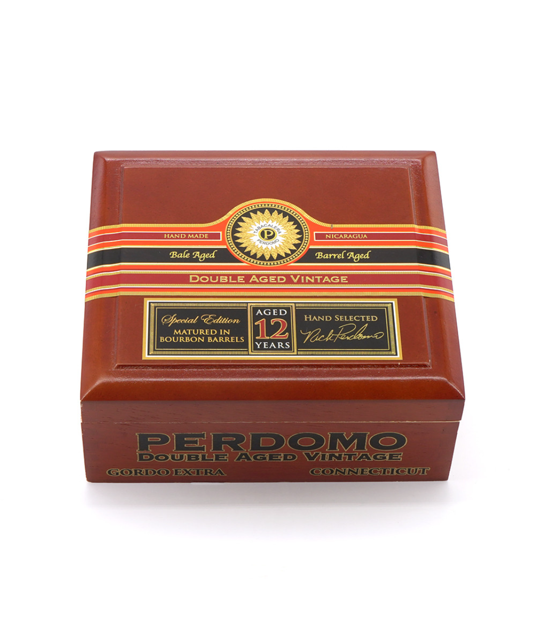 Perdomo Double Aged 12 Year Vintage Connecticut Gordo Extra Cigar Box View 4 from AuCigars, premium Cuban cigar