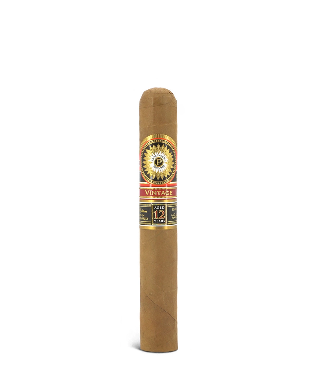 Perdomo Double Aged 12 Year Vintage Connecticut Gordo Extra Cigar close-up from AuCigars, premium Cuban cigar