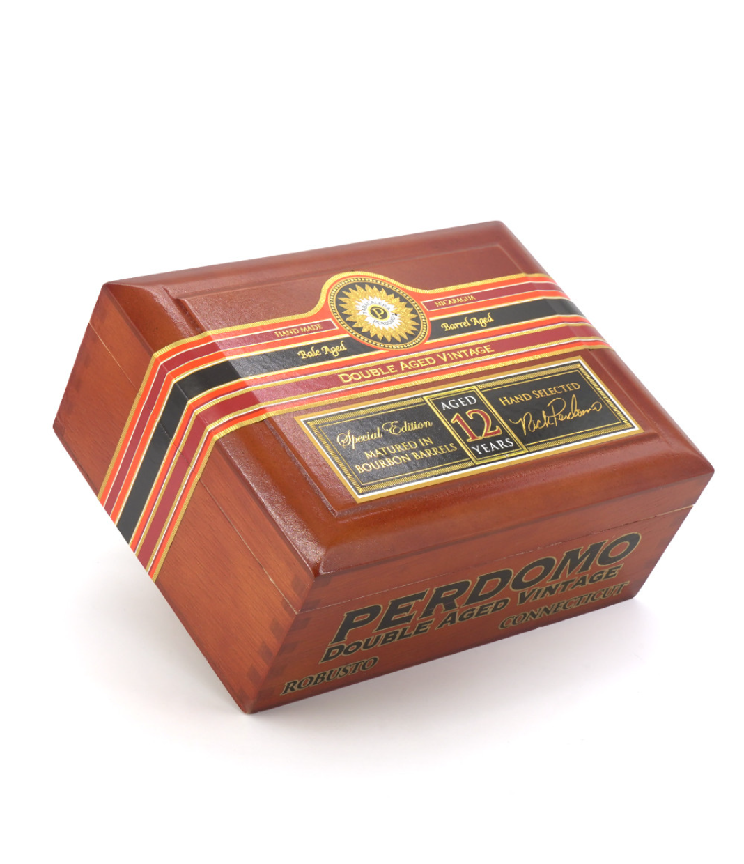 Perdomo Double Aged 12 Year Vintage Connecticut Robusto Cigar Box View 3 from AuCigars, premium Cuban cigar