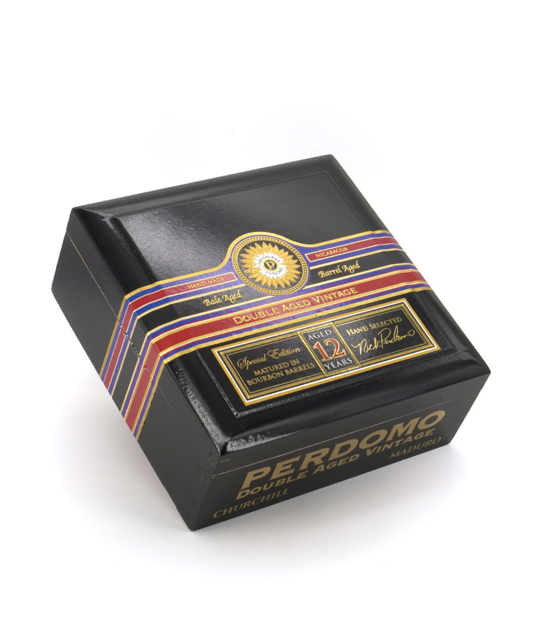 Perdomo Double Aged 12 Year Vintage Maduro Churchill Cigar Box View 3 from AuCigars, premium Cuban cigar