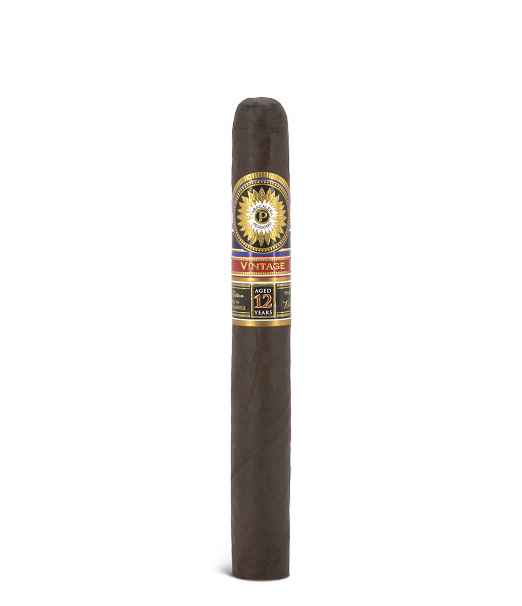 Perdomo Double Aged 12 Year Vintage Maduro Churchill Cigar close-up from AuCigars, premium Cuban cigar