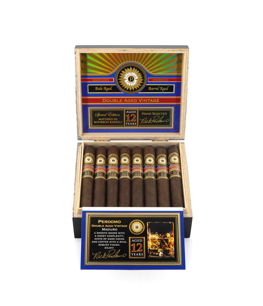 Perdomo Double Aged 12 Year Vintage Maduro Epicure Cigar Box View 2 from AuCigars, premium Cuban cigar