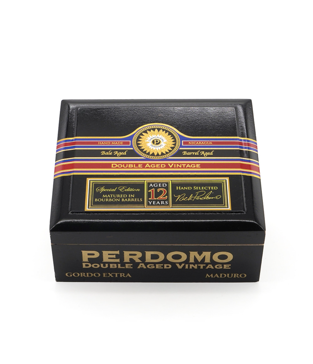 Perdomo Double Aged 12 Year Vintage Maduro Gordo Extra Cigar Box View 4 from AuCigars, premium Cuban cigar