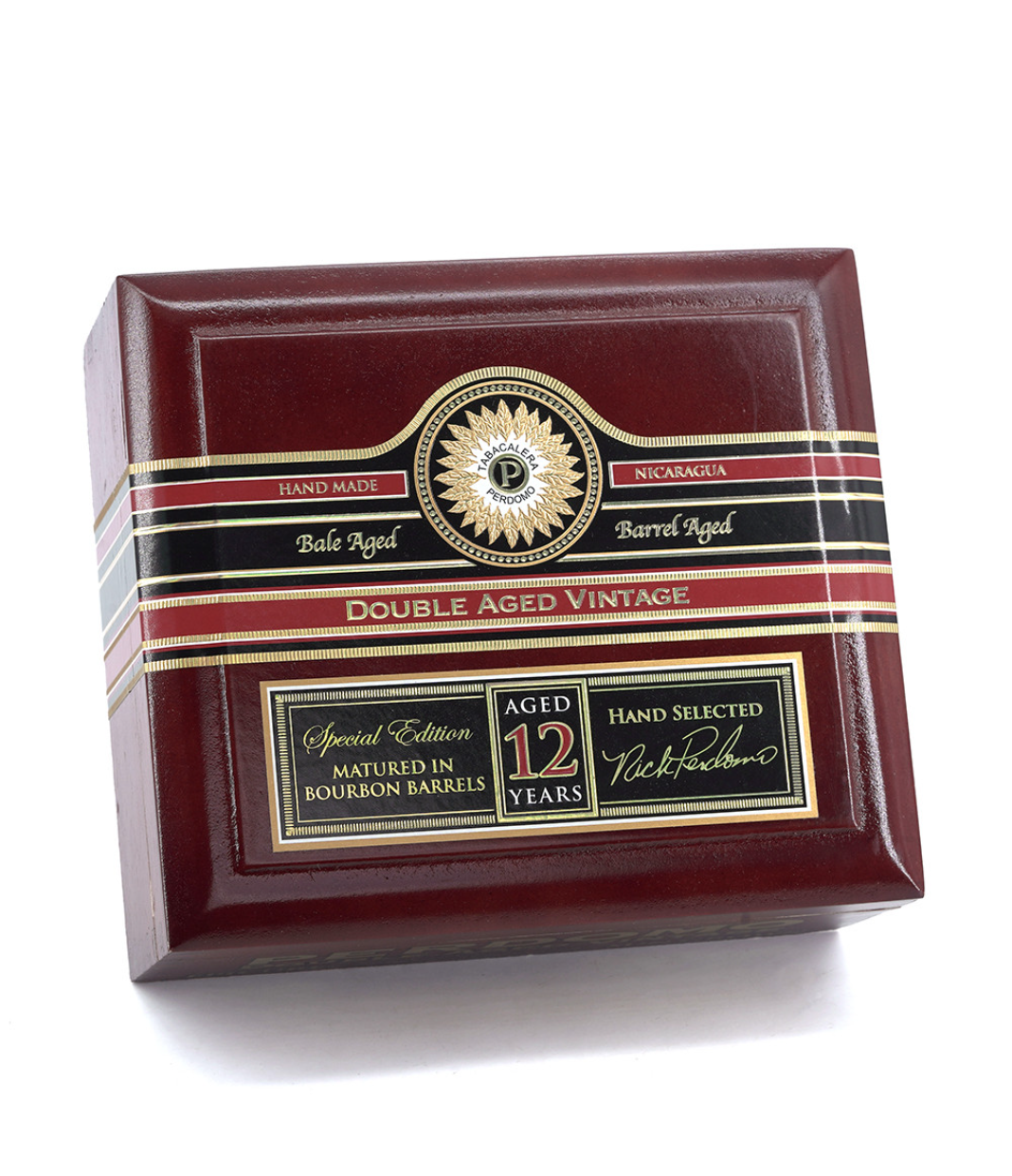 Perdomo Double Aged 12 Year Vintage Sun Grown Churchill Cigar Box View 3 from AuCigars, premium Cuban cigar