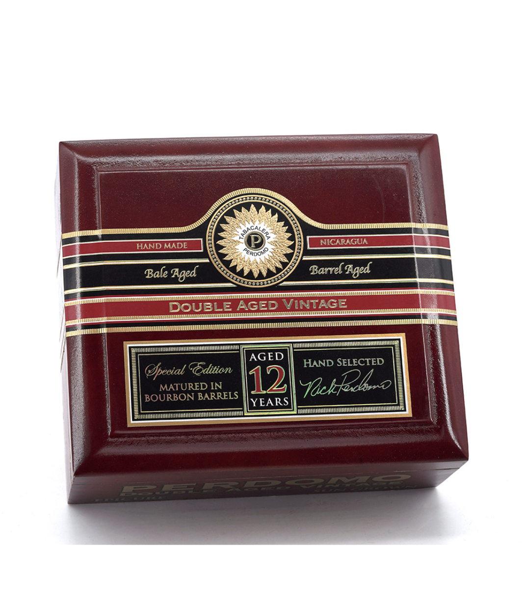 Perdomo Double Aged 12 Year Vintage Sun Grown Epicure Cigar Box View 3 from AuCigars, premium Cuban cigar