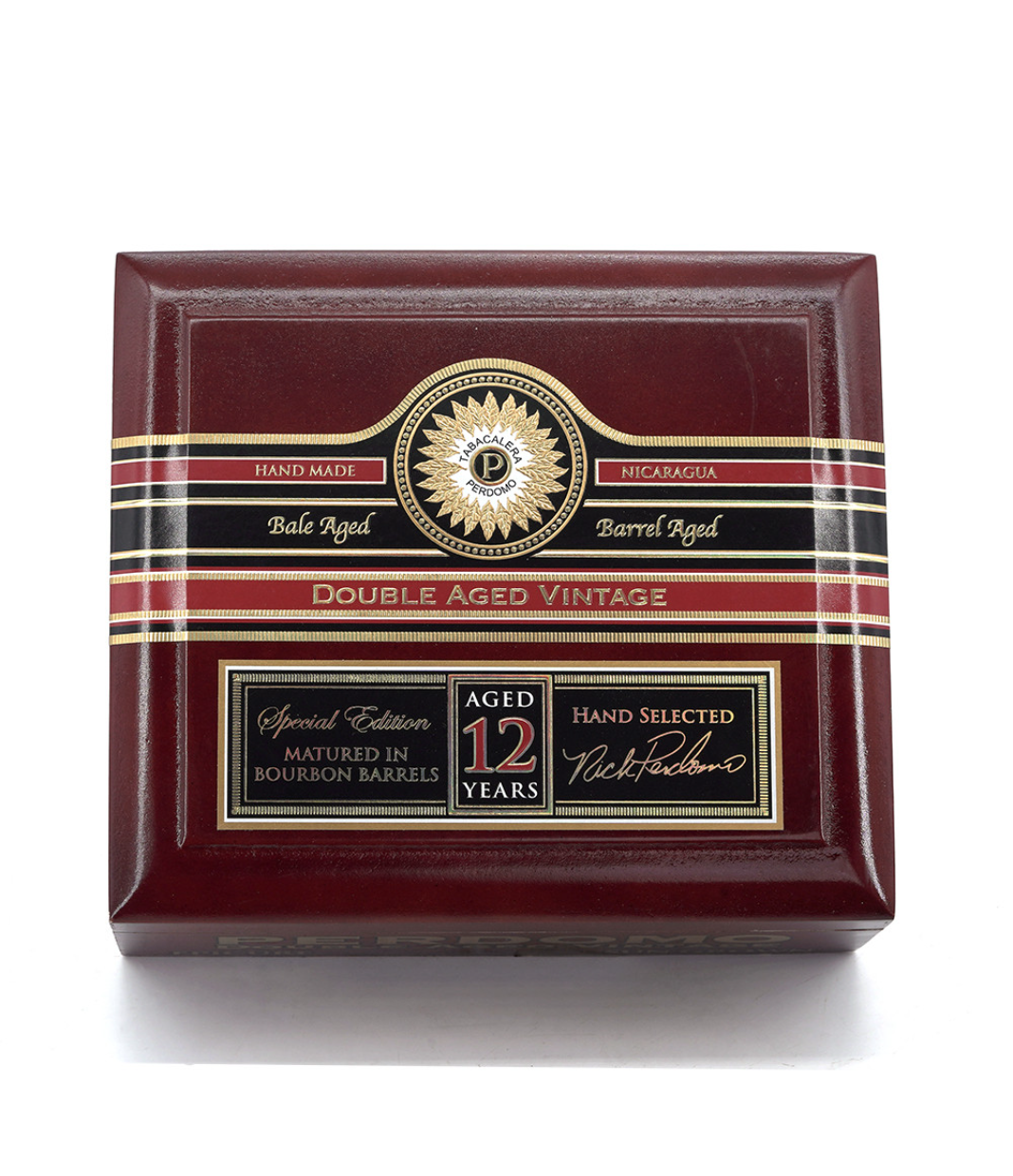Perdomo Double Aged 12 Year Vintage Sun Grown Epicure Cigar Box View 4 from AuCigars, premium Cuban cigar
