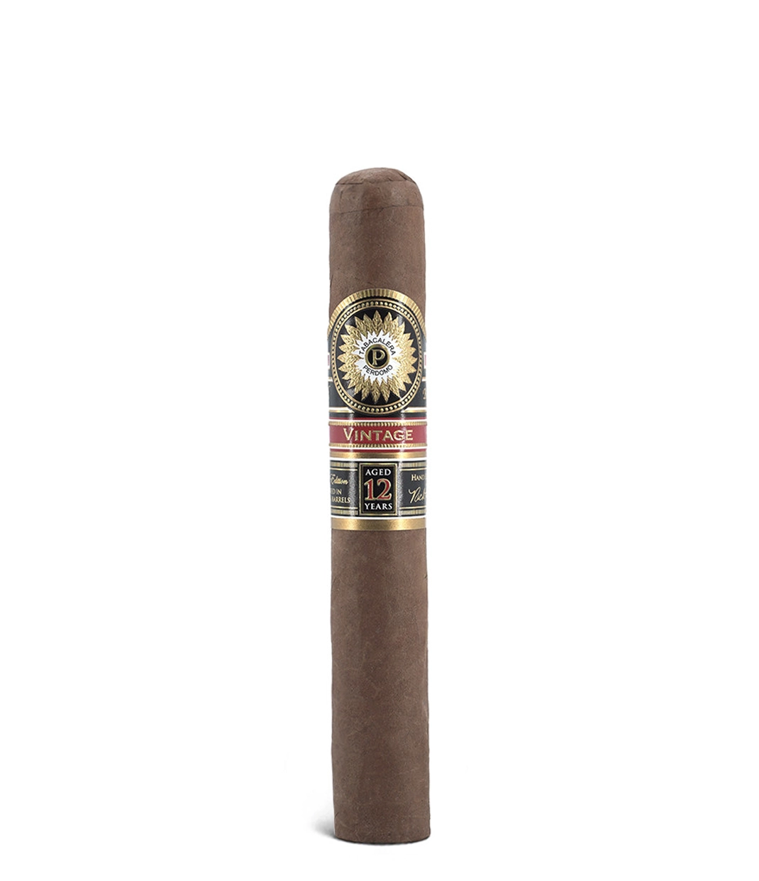 Perdomo Double Aged 12 Year Vintage Sun Grown Gordo Extra Cigar close-up from AuCigars, premium Cuban cigar