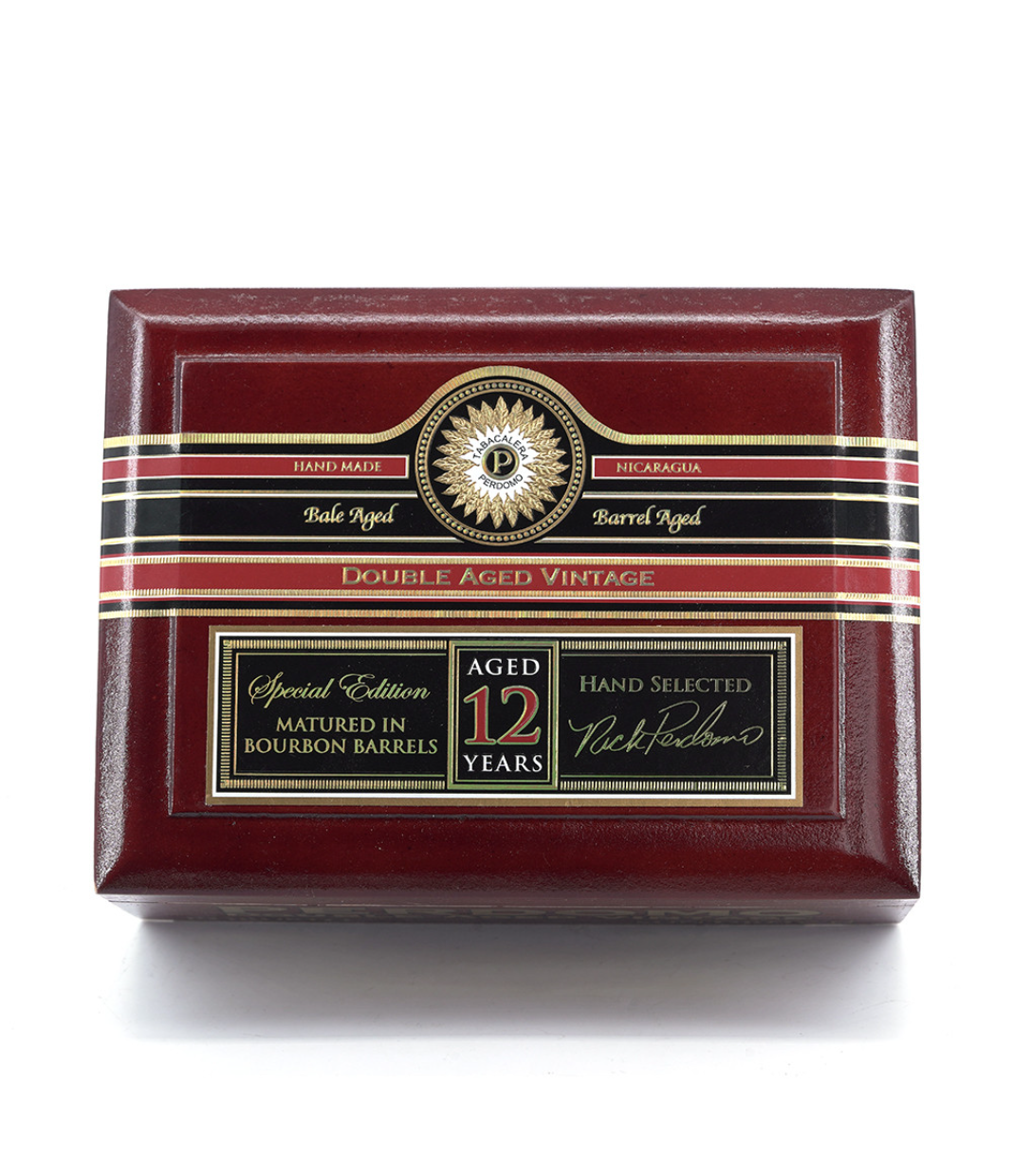 Perdomo Double Aged 12 Year Vintage Sun Grown Robusto Cigar Box View 4 from AuCigars, premium Cuban cigar