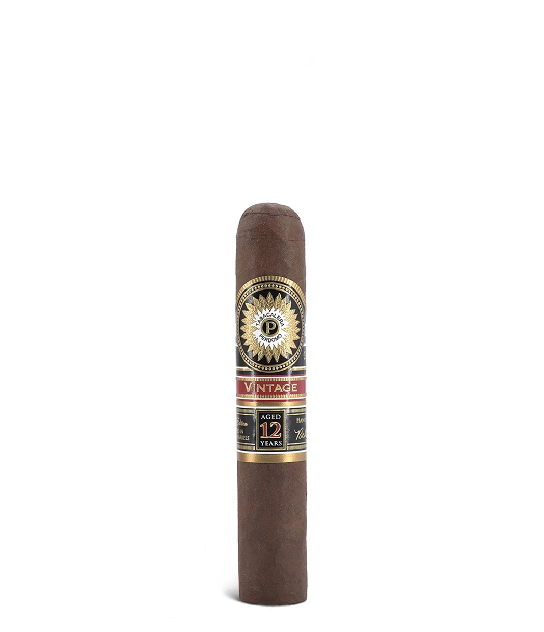 Perdomo Double Aged 12 Year Vintage Sun Grown Robusto Cigar close-up from AuCigars, premium Cuban cigar