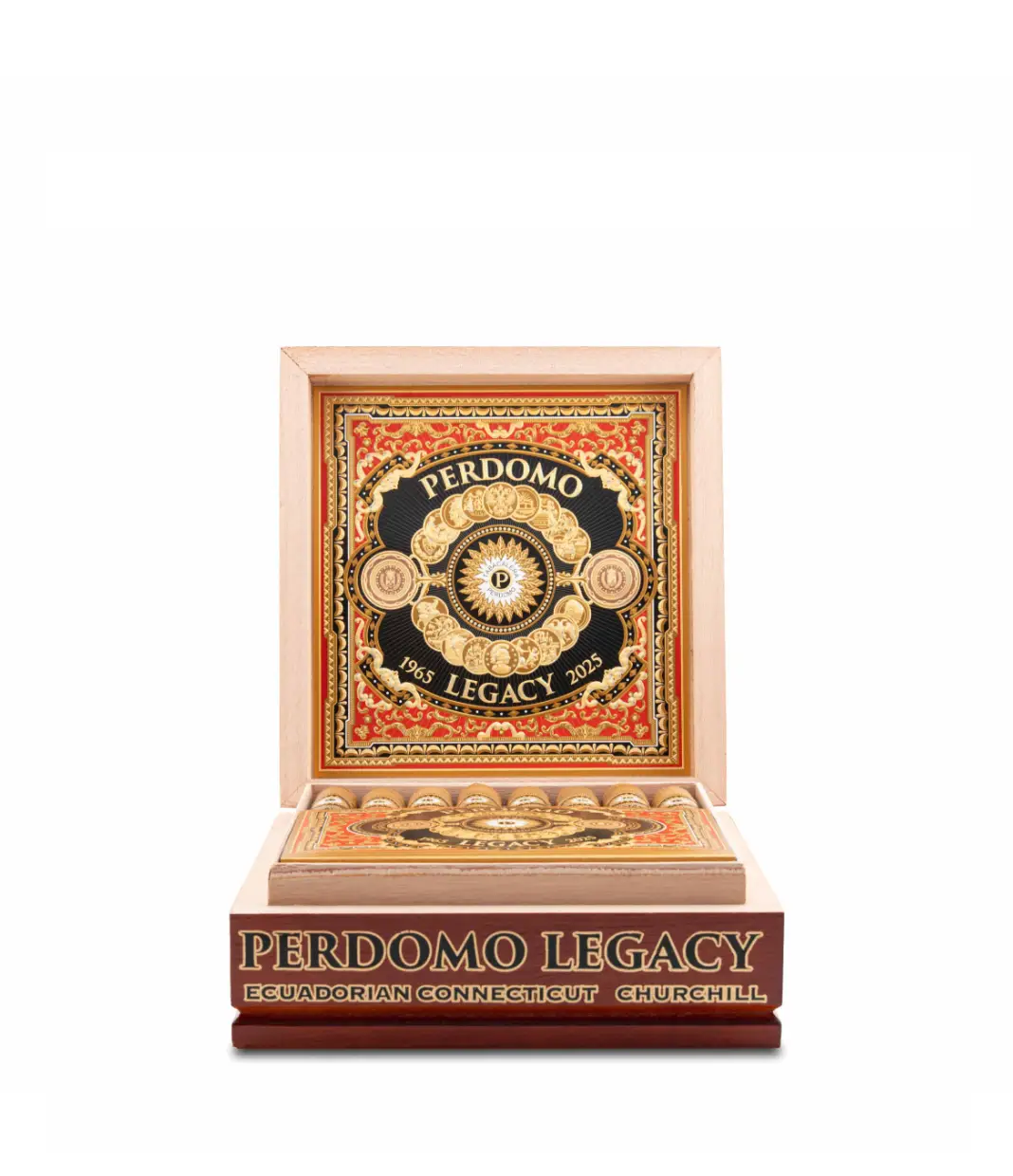 Perdomo Legacy Connecticut Churchill Cigar Box View 3 from AuCigars, premium Cuban cigar